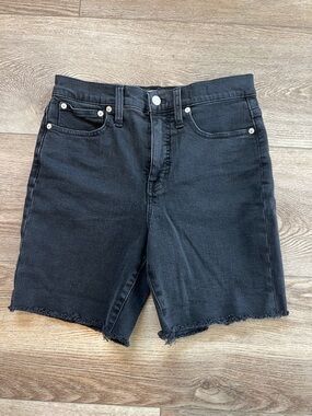 Madewell Black Denim Jean high rise mid length Shorts 26